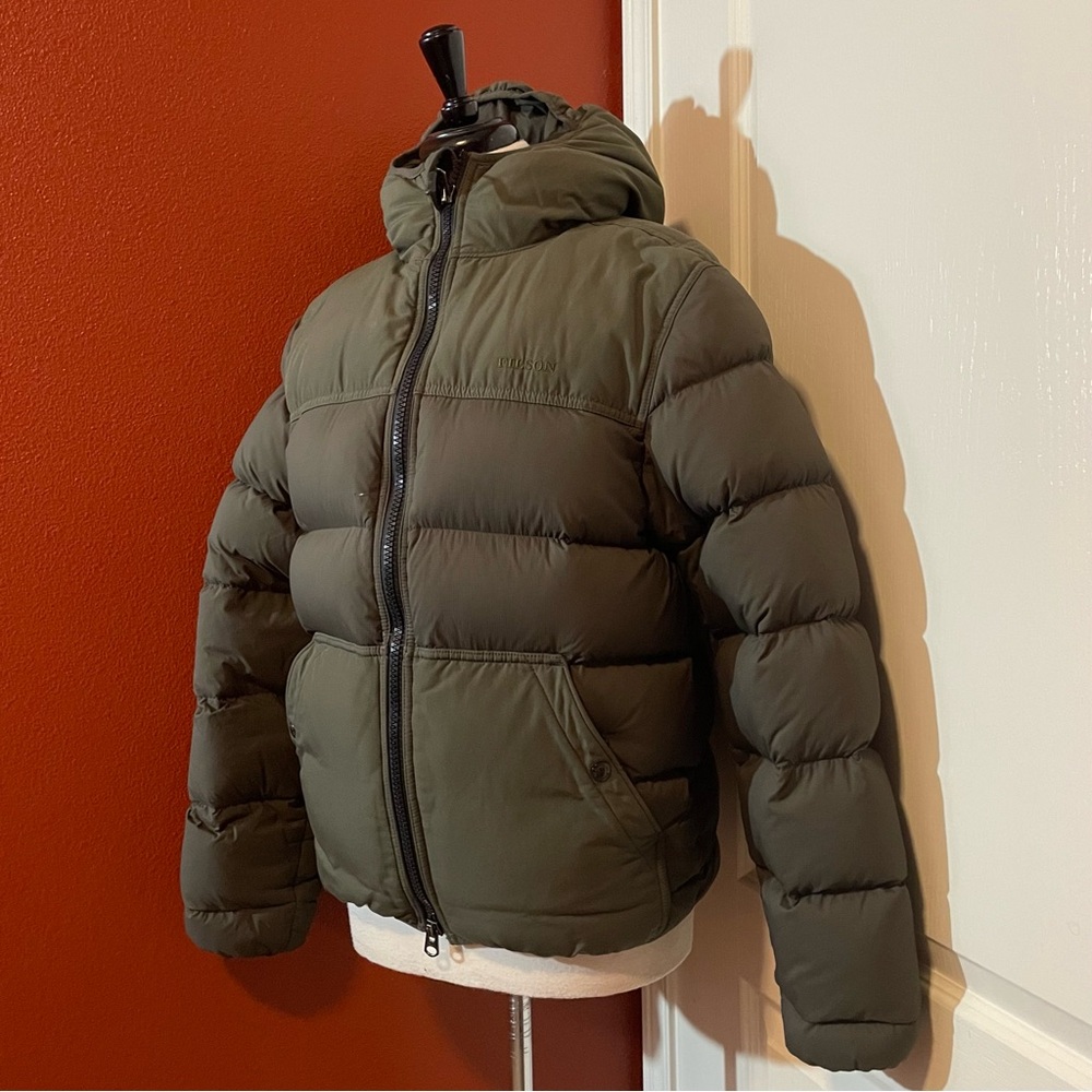 Filson Men’s Featherweight Green‎ Down Goose Fill Gorpcore Hooded Puffer Jacket
